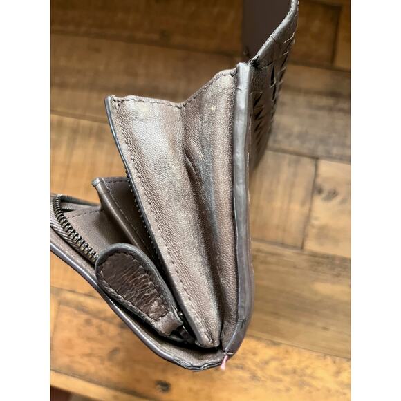 BOTTEGA VENETA Intreacciato Leather Continenta Wallet Brown/Gray W/COA and Box - Picture 10 of 16